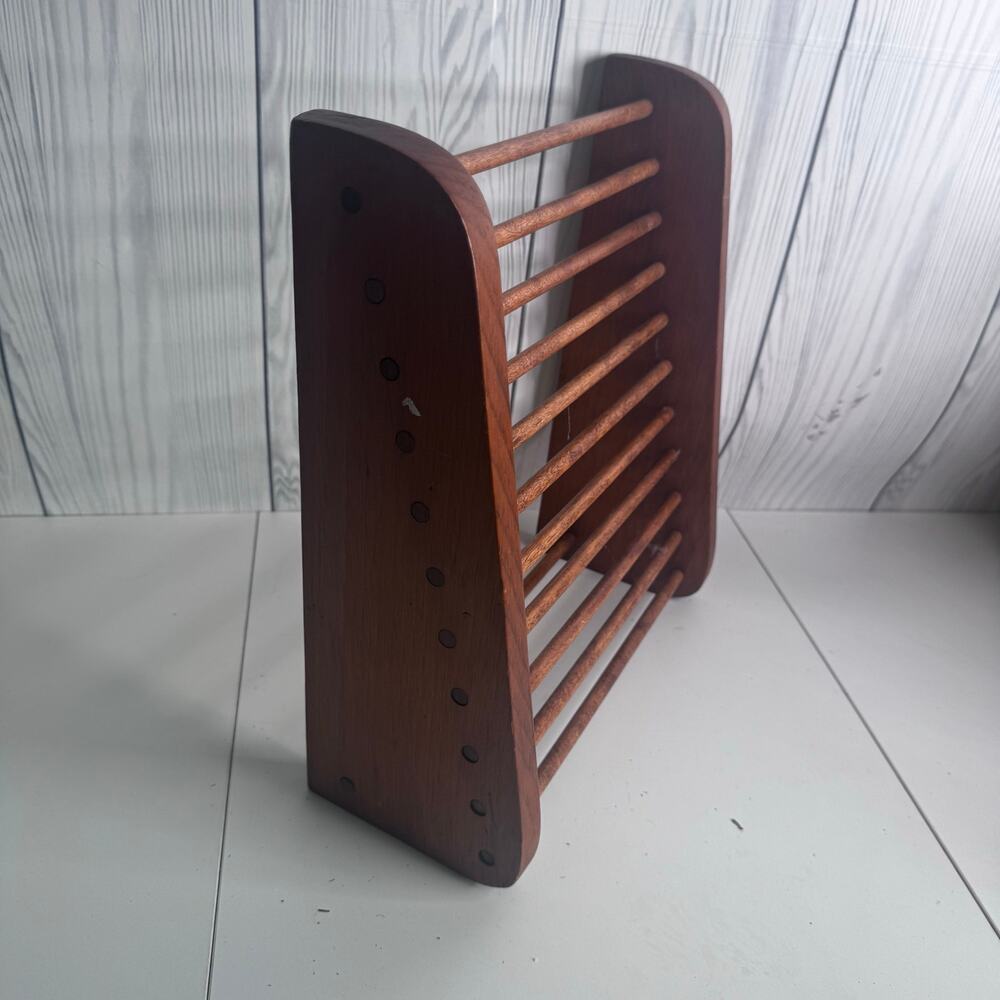 Vintage Countertop Wooden Tea Towel or Magazine/Newspaper Rack Wooden 12 x 13